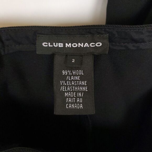 CLUB MONACO Straight Wool Pants Women's Size 2 Black Trousers Career Lightweight - Picture 3 of 13